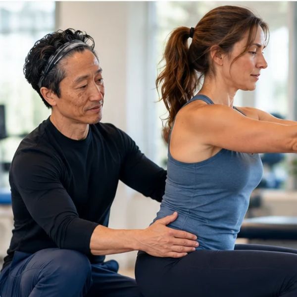 James Ko guiding a person through a movement experience