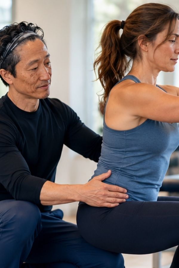 James Ko guiding a person through a movement experience