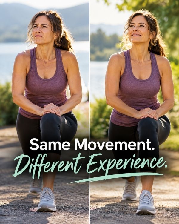 Two versions of the same movement, highlighting how physical effort and experience can differ